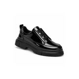 BESKAR Kömür Rugan Lastikli Erkek Ayakkabı - Bağcıksız Parlak Premium Smart Casual Sneaker KB 703