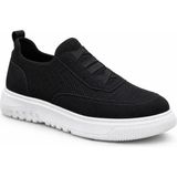 Beskar Özel Örme Triko Erkek Spor Ayakkabı - Deri Tozu Detaylı Esnek Siyah Günlük Sneaker BA0911 - Siyah - Siyah