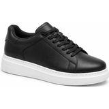 Beskar Siyah Cilt Beyaz Tabanlı Erkek Ayakkabı - Kolay Temizlenen Rahat Smart Casual Günlük Sneaker Kb B2 - Siyah - Beyaz