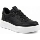 BESKAR Siyah Cilt Deri Yumuşak İç Tabanlı Erkek Sneaker - Günlük Konfor Spor Ayakkabı KB 006