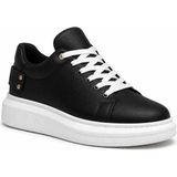 Beskar Siyah Cilt Erkek Ayakkabı - Kolay Temizlenen Smart Casual Rahat Günlük Sneaker KB047 - Siyah - Beyaz