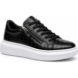 Beskar Siyah Fermuarlı ve Bağcıklı Erkek Ayakkabı - Pratik Giyim Rahat Smart Casual Günlük Sneaker Kb 309
