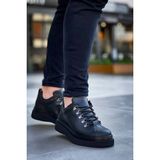 BESKAR Siyah Kuback Nubuk Dokulu Yüksek Siyah Tabanlı Erkek Sneaker - Tam Siyah Spor Ayakkabı KB X4