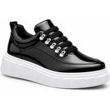 Beskar Siyah Parlak Rugan Ultra Hafif Unisex Sneaker - Günlük Rahat Çift Uyumlu Spor Ayakkabı Kb X10 - Siyah - Beyaz