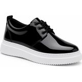 Beskar Siyah Rugan Beyaz Cilt Erkek Ayakkabı - Parlak Sportif Lüks Bağcıklı Günlük Sneaker Kb X3