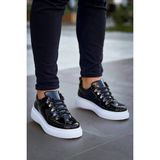 Beskar Siyah Rugan Beyaz Tabanlı Erkek Sneaker - Yumuşak Iç Tabanlı Parlak Günlük Rahat Spor Ayakkabı Kb X4 - Siyah - Beyaz
