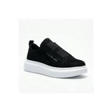 BESKAR Siyah Süet Beyaz Tabanlı Erkek Sneaker - Konforlu Yürüyüş Günlük Spor Ayakkabı BA0307