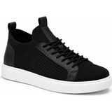 Beskar Siyah Triko Beyaz Tabanlı Erkek Sneaker - Ortopedik Destekli Nefes Alan Rahat Günlük Spor Ayakkabı Kb 112 - Siyah - Beyaz