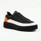 Beskar Siyah Turuncu Detaylı Paraşüt Kumaş Erkek Sneaker - Yumuşak Tabanlı Outdoor Ayakkabı BA0801 - Siyah - Turuncu