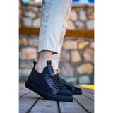 BESKAR Tam Siyah Triko Erkek Sneaker - Yumuşak İç Tabanlı Nefes Alan Rahat Günlük Spor Ayakkabı KB 112