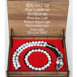 BESLENME DEDEKTİFİ KUTULU 33 LÜ TESBİH BİLEKLİK SETİ BEYAZ HAVLİT
