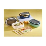 Beslenme Kutusu 1200 ml 2 Katlı 6 Bölmeli Bpa'sız Pp Plastik Sefer Tası ve Beslenme Çantası - Lunch Box, Çatal Kaşık ve Bıçak Dahil Okul Beslenme (Beyaz) - Kestane Akaju - Option-1