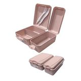 Beslenme Kutusu 2 Bölmeli Açık Pembe Renk 1 Adet Yemek Saklama Kabı Beslenme Çantası 17x22 cm