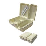 Beslenme Kutusu 2 Bölmeli Krem Renk 1 Adet Yemek Saklama Kabı Beslenme Çantası 17x22 cm