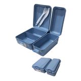 Beslenme Kutusu 2 Bölmeli Mavi Renk 1 Adet Yemek Saklama Kabı Beslenme Çantası 17x22 cm