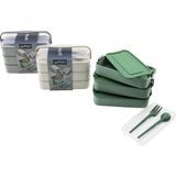 Beslenme Kutusu 3 Katlı x 420ML - Çatal - Kaşık - Tekli Taşıma Kulp Renkli Plastik (4887) - 1