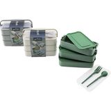 Beslenme Kutusu 3 Katlı x 420ML - Çatal - Kaşık - Tekli Taşıma Kulp Renkli Plastik (4887)