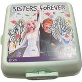 Beslenme Kutusu 4 Bölmeli Frozen Mint Yeşili Renk Kız Figürlü 1 Adet Yemek Saklama Kabı Beslenme Çantası