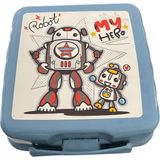 Beslenme Kutusu 4 Bölmeli Robot Buz Mavisi Renk Erkek Figürlü 1 Adet Yemek Saklama Kabı Beslenme Çantası - Standart