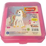 Beslenme Kutusu 4 Bölmeli Unicorn Açık Pembe Renk Kız Figürlü 1 Adet Yemek Saklama Kabı Beslenme Çan