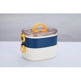 Beslenme Kutusu İki Katlı - Paslanmaz Çelik - 1900ml Yeni Nesil Beslenme Kabı Lunch Box (Mavi)