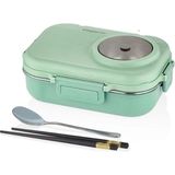 Beslenme Kutusu Paslanmaz Çelik - 1100 ml Sos (Yoğurt) Kaseli Yeni Nesil Lunch Box (Yeşil)