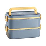 Beslenme Kutusu Paslanmaz Çelik - 2000 ml Çorba (Yoğurt) Kaseli 2 Katlı Yeni Nesil Sefer Tası Lunch Box (Mavi)