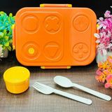 Beslenme Kutusu Paslanmaz Çelik - 830 ml 3 Bölmeli Renkli Desenli Çocuk Beslenme Kabı (Turuncu) - Çok Renkli