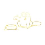 Beslenmeyi Bekleyen Kedi Araba Sticker 17X17 Cm Gold