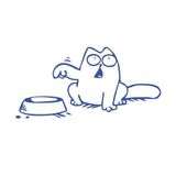 Beslenmeyi Bekleyen Kedi Araba Sticker 17X17 Cm Mavi