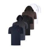BEŞLİ SET T8570 DEWBERRY KAPŞONLU ERKEK T-SHIRT-SİYAH-BEYAZ-LACİVERT-ANTRASİT-HAKİ