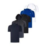 BEŞLİ SET T8570 DEWBERRY KAPŞONLU ERKEK T-SHIRT-SİYAH-BEYAZ-LACİVERT-ANTRASİT-SAKS