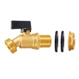 BesNPT Pirinç Yağmur Varil Tıkaç Su Deposu Musluk, 1/2 "NPS Erkek Giriş 3/4" GHT Erkek Çıkış, Çeyrek Dönüş Bölme Küresel Vana
