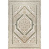Bespoky 100x200 cm Bej Medalyonlu Klasik Çiçekli Yıkanabilir Halı | Mutfak Koridor Halısı | Leke Tutmayan, Kaymaz | KRM_DARK-DK019Y - 100 x 200 cm