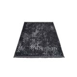 BESPOKY Beltinci Siyah Geometrik Pamuk 4' x 11'5'' Dijital Baskı Alan Halısı Yıkanabilir Kaymaz Yumuşak Oturma Odası Ofis Mutfak Giriş Koridor Misafir Odası Halısı