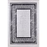 BESPOKY Biysk Gri Çerçeveli, Pamuk Polyester Parça Halı, Makinede Yıkanabilir Halı, Kaymaz Halı, Oturma Odası, Yatak Odası, Kreş, Koridor, Halı, İç Mekan Dış Mekan Halısı, Türk Halısı, Tatil Satılık