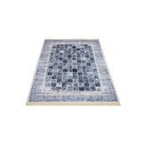 BESPOKY Den Helder Mavi Geometrik 4' x 11'5'' Pamuk Dijital Baskı Alan Halısı Yıkanabilir Kaymaz Yumuşak Oturma Odası Mutfak Giriş Koridor Misafir Odası Halısı