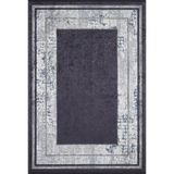 BESPOKY Dharwad Gri Çerçeveli, Pamuk Polyester Parça Halı, Makinede Yıkanabilir Halı, Kaymaz Halı, Oturma Odası, Yatak Odası, Çocuk Odası, Koridor, Kilim, İç Mekan Dış Mekan Halısı, Türk Halısı, Tatil