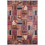 BESPOKY Hangzhou Bordo Patchwork, Pamuk Polyester Parça Halı, Makinede Yıkanabilir Halı, Kaymaz Halı, Oturma Odası, Yatak Odası, Kreş, Koridor, Halı, İç Mekan Dış Mekan Halısı, Türk Halısı, Tatil