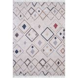 BESPOKY Koscierzyna Krem Madalyon, Pamuk Polyester Parça Halı, Makinede Yıkanabilir Halı, Kaymaz Halı, Oturma Odası, Yatak Odası, Kreş, Koridor, Koridor, Kilim, İç Mekan Dış Mekan Halı