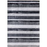 BESPOKY Oktyabrski Antrasit Çizgili, Pamuk Polyester Parça Halı, Makinede Yıkanabilir Halı, Kaymaz Halı, Oturma Odası, Yatak Odası, Kreş, Koridor, Halı, İç Mekan Dış Mekan Halısı, Türk Halısı, Tatil Satılık