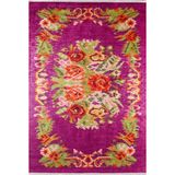 BESPOKY Uhta Pembe Çiçek, Pamuk Polyester Parça Halı, Makinede Yıkanabilir Halı, Kaymaz Halı, Oturma Odası, Yatak Odası, Kreş, Koridor, Kilim, Kapalı Açık Alan Halısı, Türk Halısı, Tatil Satılık Halı