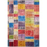 BESPOKY Zeeland Pembe Yama İşi, Pamuk Polyester Parça Halı, Makinede Yıkanabilir Halı, Kaymaz Halı, Oturma Odası, Yatak Odası, Kreş, Koridor, Halı, İç Mekan Dış Mekan Halısı, Türk Halısı, Tatil
