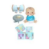 Best Baby Kutulu Mavi Erkek Bebek Hastane Odası Süsleme Balon Seti
