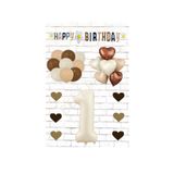 Best Bej Rakam Kalp Folyo Balon ve Eva Banner Kalp Doğum Günü Seti Yaş 1