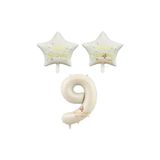 Best Bej Rakam ve Happy Bırthday Yazılı Yıldız Folyo Balon Seti Yaş 9