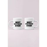 Best Boyfriend Girlfriend Ever Baskılı İkili Sevgililer Günü Yıldönümü Hediye Kupa Bardak, QB2M010