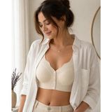 Best Bra Lingerie Önden Düğmeli Kalın Askılı ve Çıkartılabilir Pedli Iz Yapmayan Lazer Kesim Balensiz Sütyen - 2XL - Krem