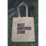 Best Brother Ever Abi Erkek Kardeş Hediye Baskılı %100 Pamuklu Ham Bez Bej Çanta