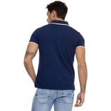 Best Buddies TR Erkek Marin Lacivert Manşet Yaka Ucu Ve Kol Ucu Çizgili Regular Fit %100 Kompakt Pamuk Polo Yaka T-Shirt - Açık Lacivert - 3XL